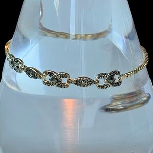 Vermeil Gold Over Silver Marcasite Adjustable Woman’s Bracelet Jewelry